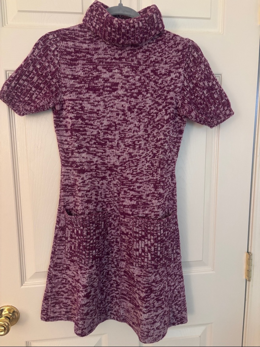 Stizzoli Italian Vintage Purple/Red Heathered Turtleneck Knit Mini Dress Small